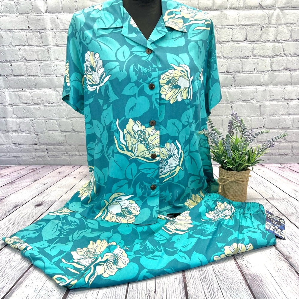 Floral Teal Short Sleeve Women's Set